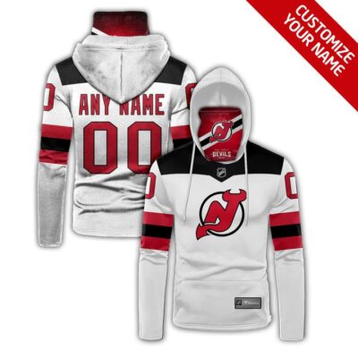 New Jersey Devils #00 Nhl Team White Jersey Style Custom Number Name For New Jersey Devils Fans Gaiter Hoodie GH0635