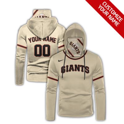 New York Giants #00 Nfl Team Cream Jersey Style Custom Number Name For New York Giants Fans Gaiter Hoodie GH0919