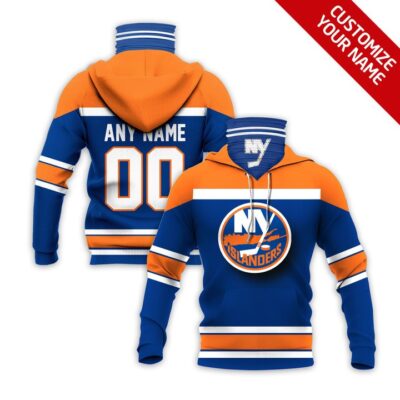 New York Islanders #00 Nhl Team Blue Jersey Style Custom Number Name For New York Islanders Fans Gaiter Hoodie GH0505