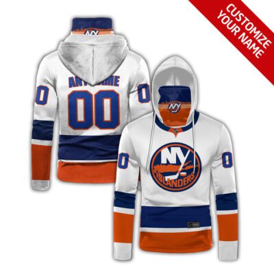 New York Islanders Nhl Ice Hockey Team Logo White Jersey Style Custom Number Name For Islanders Fans Gaiter Hoodie GH0340