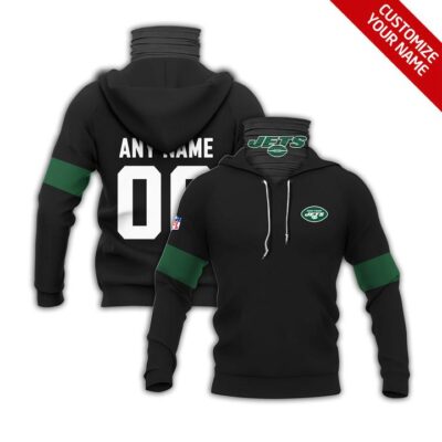 New York Jets #00 Any Name Nfl Team Black Jersey Style Custom Number Name For New York Jets Fans Gaiter Hoodie GH0597