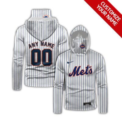New York Mets Mlb Baseball Team Logo White Jersey Style Custom Number Name For Mets Fans Gaiter Hoodie GH0847