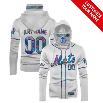 New York Mets Mlb Baseball White Jersey Style Personalized Number Name Gift For Mets Fans Gaiter Hoodie GH0900