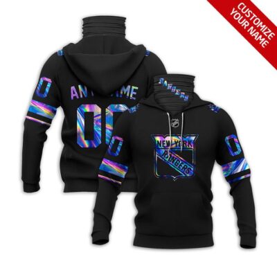 New York Rangers Nhl Hockey Team Black Jersey Personalized Number Name Style Gift For Rangers Fans Gaiter Hoodie GH0956