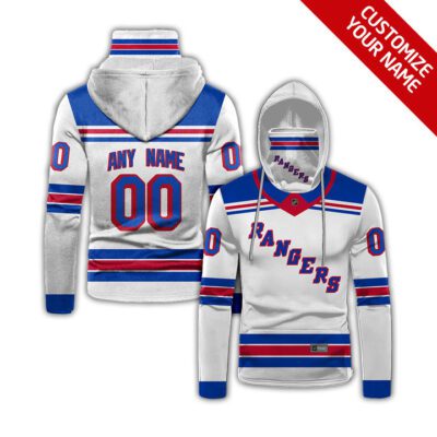 New York Rangers Nhl Ice Hockey Team Logo White Jersey Style Custom Number Name For Rangers Fans Gaiter Hoodie GH0577