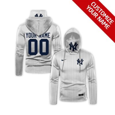 New York Yankees White Personalized Mlb Gift Custom Number Name For New York Yankees Fans Gaiter Hoodie GH0771