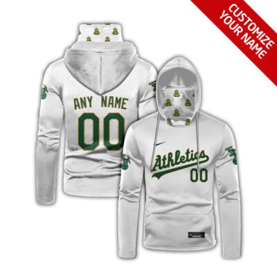 Oakland Athletics Mlb Baseball Team Logo White Jersey Style Custom Number Name For Athletics Fans Gaiter Hoodie GH0449