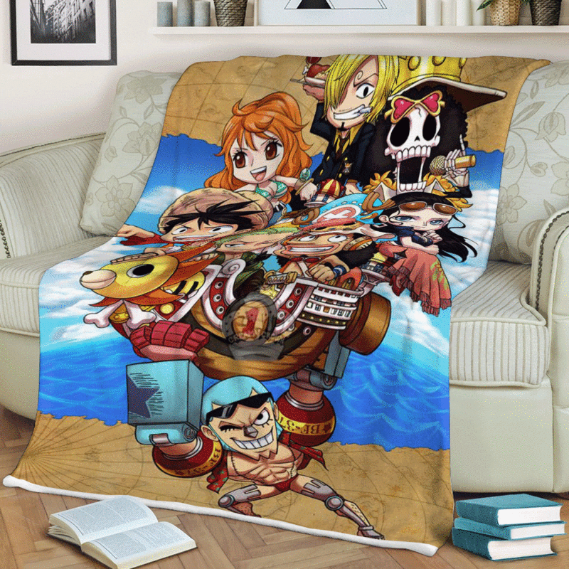 One Piece Anime All Characters Chibi Ver1 Gift For Fan Comfy Sofa Throw Blanket Gift 1