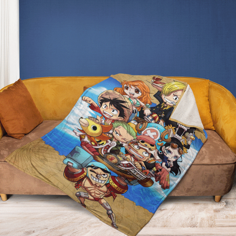 One Piece Anime All Characters Chibi Ver1 Gift For Fan Comfy Sofa Throw Blanket Gift 2