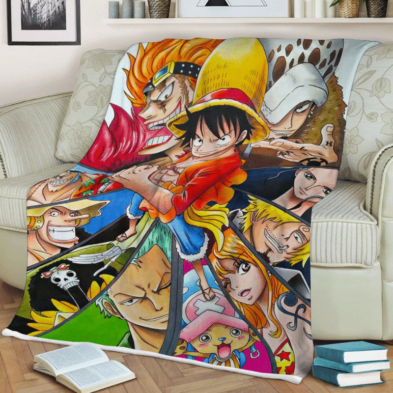One Piece Anime All Characters Ver2 Gift For Fan Comfy Sofa Throw Blanket Gift 1