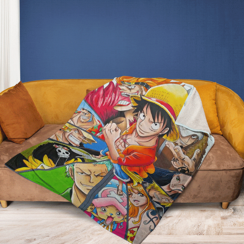 One Piece Anime All Characters Ver2 Gift For Fan Comfy Sofa Throw Blanket Gift 2