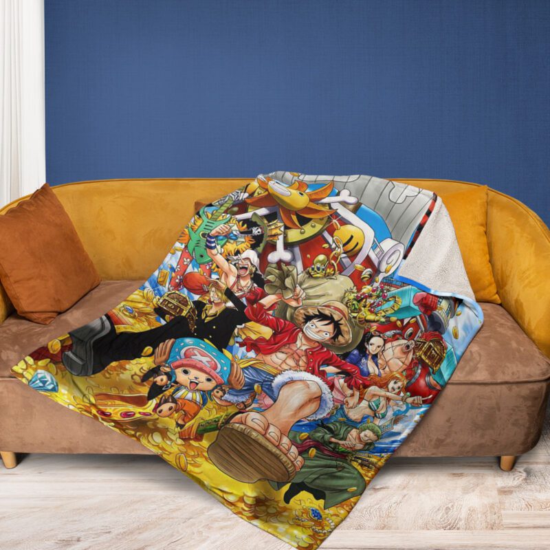 One Piece Anime Straw Hat Pirates Team Fan Gift Straw Hat Pirates Team Comfy Sofa Throw Blanket Gift 2
