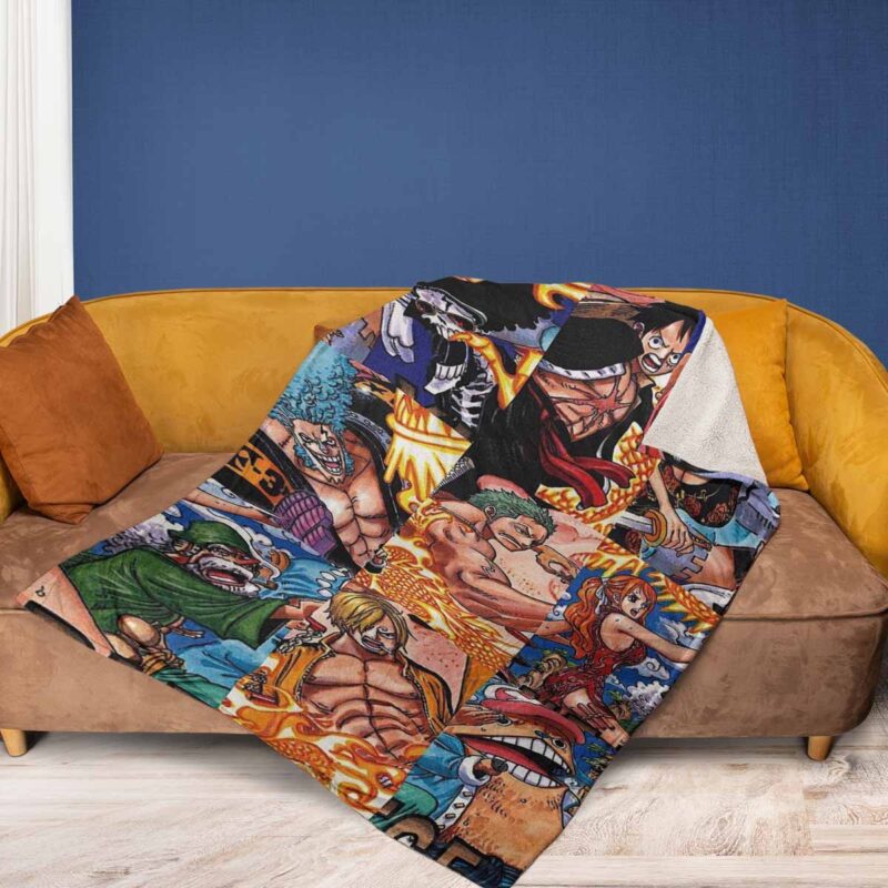 One Piece Fan Gift 2 One Piece Anime Straw Hat Pirates Team Comfy Sofa Throw Blanket Gift 2