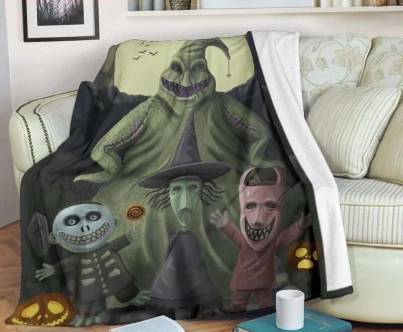 Oogie Boogie Lock Shock Barrel Fleece Blanket Custom Home Decoration