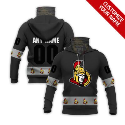 Ottawa Senators #00 Nhl Team Black Jersey Style Custom Number Name For Ottawa Senators Fans Gaiter Hoodie GH0910