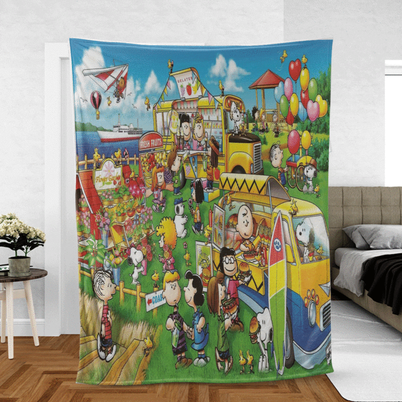 Party Snoopy Charlie Brown The Peanuts Cartoon Gift Lover Comfy Sofa Throw Blanket Gift
