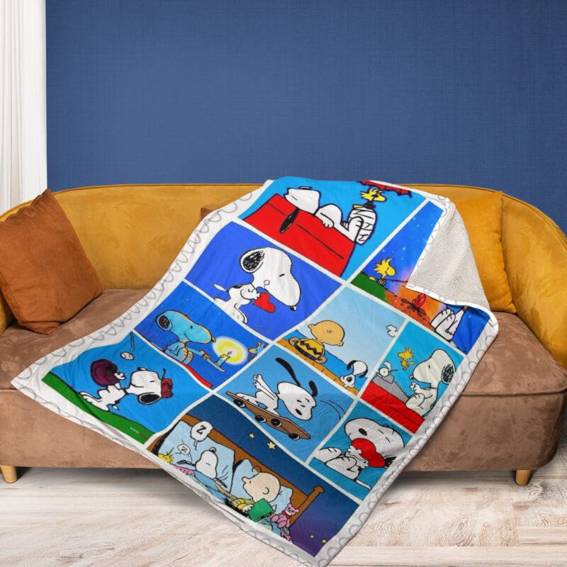 Peanuts Gift Peanuts Snoopy Charlie Brown Woodstock Gift For Fan Comfy Sofa Throw Blanket Gift 2