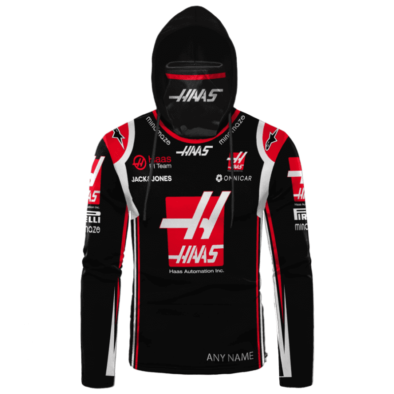 Personalized Haas F1 Team Racing Haas Automation Gaiter Hoodie 776 1