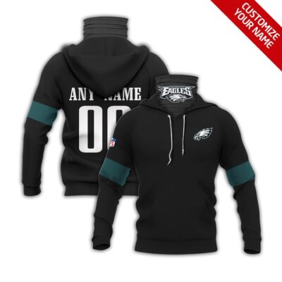 Philadelphia Eagles Nfl American Football Team Logo Black Jersey Style Custom Number Name For Eagles Fans Gaiter Hoodie GH0503