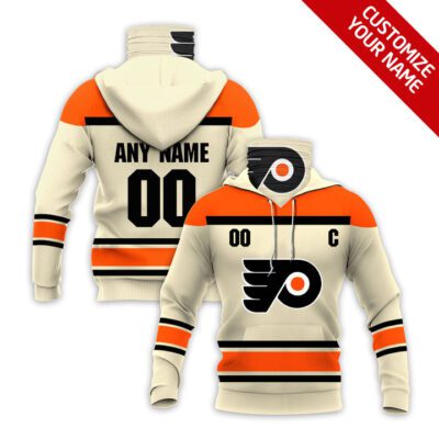 Philadelphia Flyers #00 Nhl Team Cream Jersey Style Custom Number Name For Philadelphia Flyers Fans Gaiter Hoodie GH0573