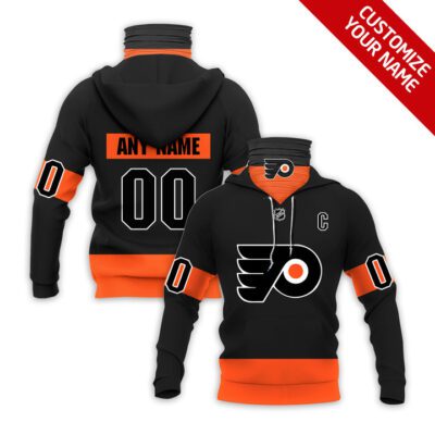 Philadelphia Flyers Nhl Ice Hoockey Team Logo Black Jersey Style Custom Number Name For Flyers Fans Gaiter Hoodie GH0578