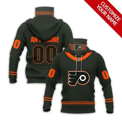 Philadelphia Flyers Nhl Team Logo Black Jersey Style Custom Number Name For Flyers Fans Gaiter Hoodie GH0802