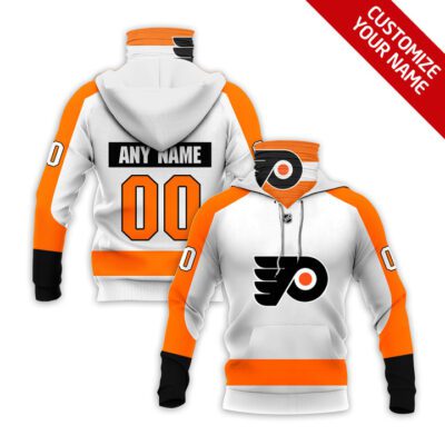 Philadelphia Flyers Nhl Team White Orange Jersey Style Custom Number Name For Flyers Fans Gaiter Hoodie GH0913