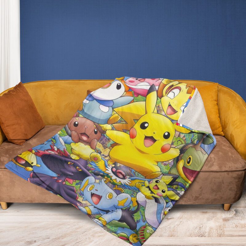 Pikachu Fan Gift Funny Pikachu Cartoon Comfy Sofa Throw Blanket Gift 2