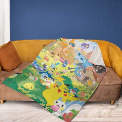 Pikachu Love Team Pokemon Manga Christmas 123 GiftPikachu Gift For Fan Comfy Sofa Throw Blanket Gift 2