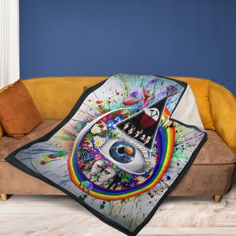 Pink Floyd Rock Band Fan Gift Pink Floyd Collage of Their Posters Comfy Sofa Throw Blanket Gift 2