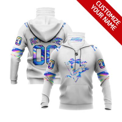 Pittsburgh Penguins Nhl Hockey Team White Jersey Style Personalized Number Name Gift For Penguins And Hockey Fans Gaiter Hoodie GH0289