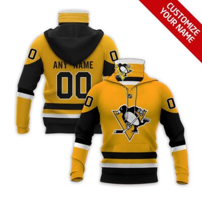 Pittsburgh Penguins Nhl Ice Hockey Team Logo Gold Jersey Style Custom Number Name For Penguins Fans Gaiter Hoodie GH0215
