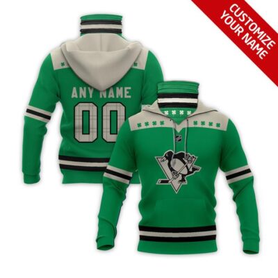 Pittsburgh Penguins Nhl Ice Hockey Team Logo Green Jersey Style Custom Number Name For Penguins Fans Gaiter Hoodie GH0670