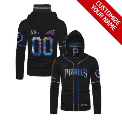Pittsburgh Pirates #00 3D Personalized Black Jersey Style Custom Number Name For Pirates Fans Gaiter Hoodie GH0445