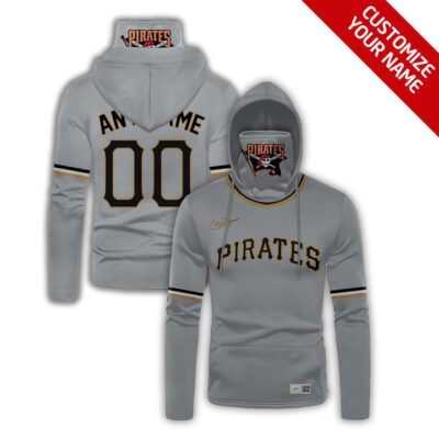 Pittsburgh Pirates Mlb Baseball Team Logo Grey Jersey Style Custom Number Name For Pirates Fans Gaiter Hoodie GH0374