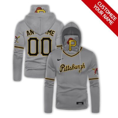 Pittsburgh Pirates Mlb Baseball Team Logo Grey Jersey Style Custom Number Name For Pirates Fans Gaiter Hoodie GH0495