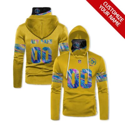 Pittsburgh Steelers #00 Nfl Team Yellow Jersey Style Custom Number Name For Pittsburgh Steelers Fans Gaiter Hoodie GH0536
