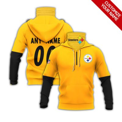 Pittsburgh Steelers Nhl American Football Team Logo Gold Jersey Style Custom Number Name For Steelers Fans Gaiter Hoodie GH0514