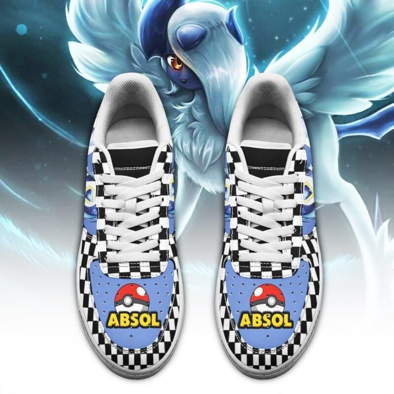 Poke Absol Sneakers Checkerboard Custom Pokemon Shoes Air Force 1 Sneakers 1