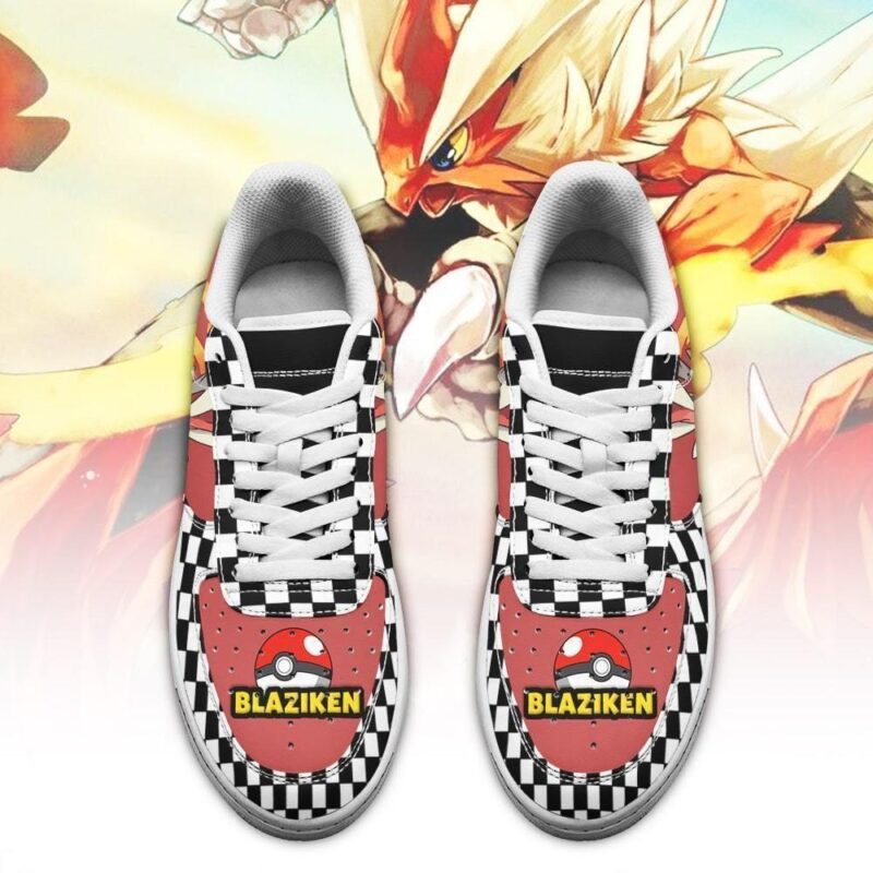 Poke Blaziken Sneakers Checkerboard Custom Pokemon Shoes Air Force 1 Sneakers 1