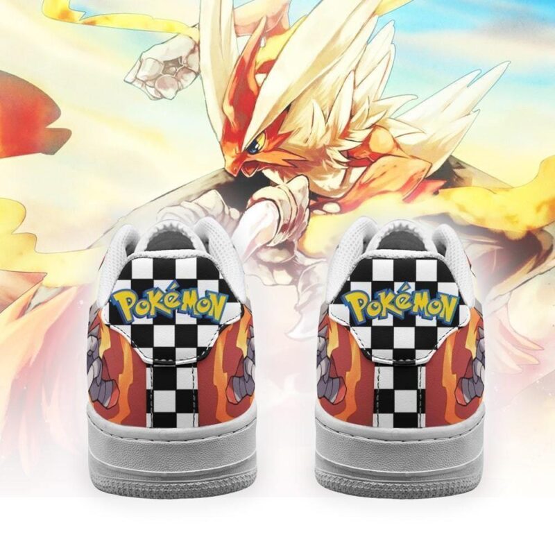 Poke Blaziken Sneakers Checkerboard Custom Pokemon Shoes Air Force 1 Sneakers 2