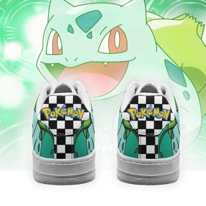 Poke Bulbasaur Sneakers Checkerboard Custom Pokemon Shoes Air Force 1 Sneakers 2
