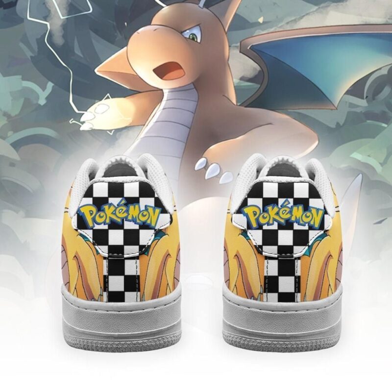 Poke Dragonite Sneakers Checkerboard Custom Pokemon Shoes Air Force 1 Sneakers 2