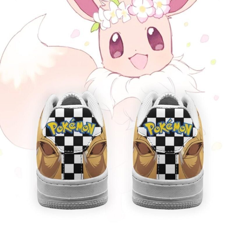 Poke Eevee Sneakers Checkerboard Custom Pokemon Shoes Air Force 1 Sneakers 2