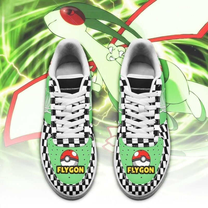Poke Flygon Sneakers Checkerboard Custom Pokemon Shoes Air Force 1 Sneakers 1