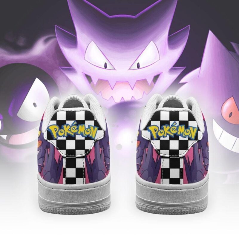 Poke Gengar Sneakers Checkerboard Custom Pokemon Shoes Air Force 1 Sneakers 2