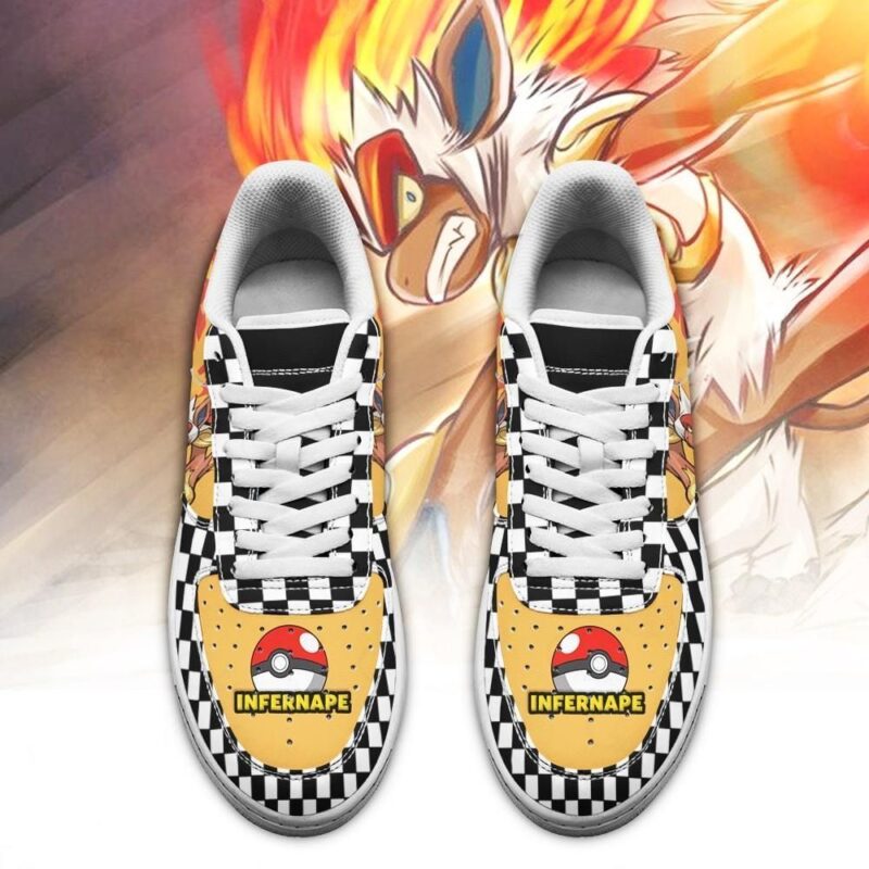 Poke Infernape Sneakers Checkerboard Custom Pokemon Shoes Air Force 1 Sneakers 1
