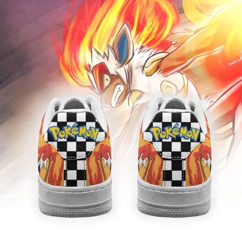 Poke Infernape Sneakers Checkerboard Custom Pokemon Shoes Air Force 1 Sneakers 2