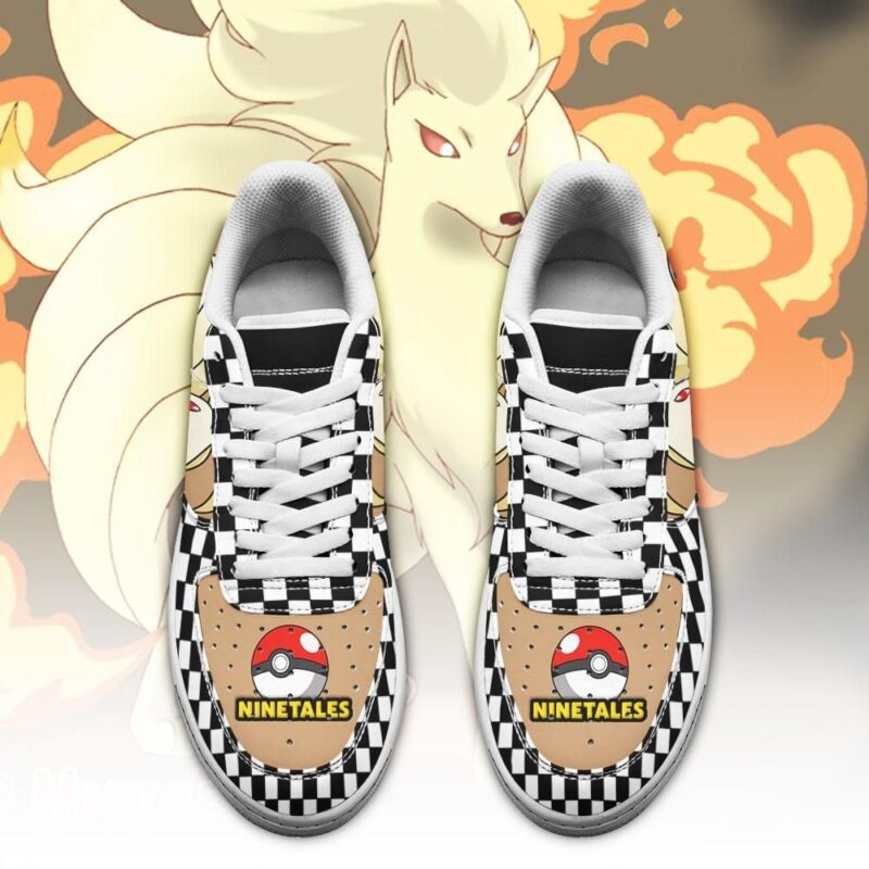 Poke Ninetales Sneakers Checkerboard Custom Pokemon Shoes Air Force 1 Sneakers 1