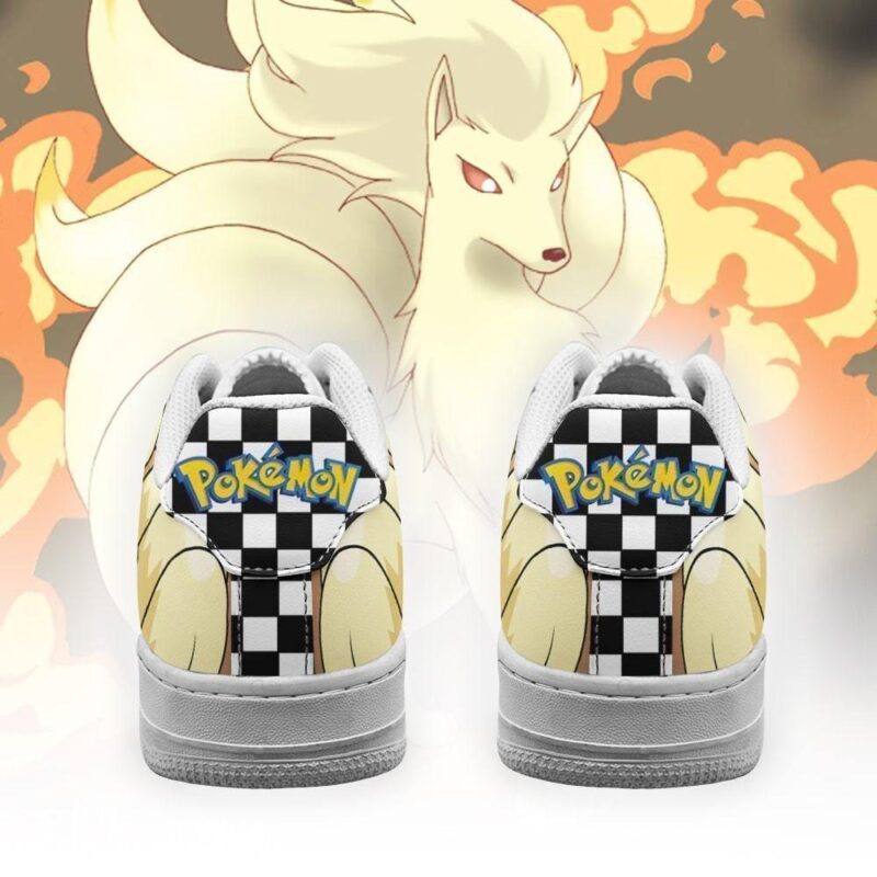 Poke Ninetales Sneakers Checkerboard Custom Pokemon Shoes Air Force 1 Sneakers 2